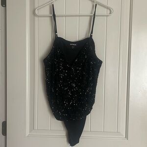 Express black sequin bodysuit